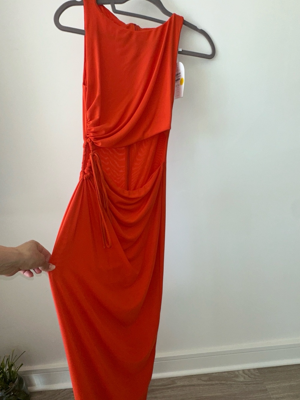 RUMER Bright Orange Draped Dress